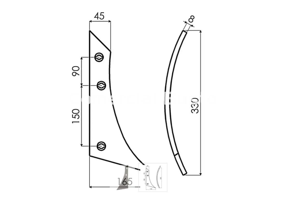 BOCATEJA IZQUIERDA TRIPLEX TIPO KVERNELAND 073257R - Imagen 2